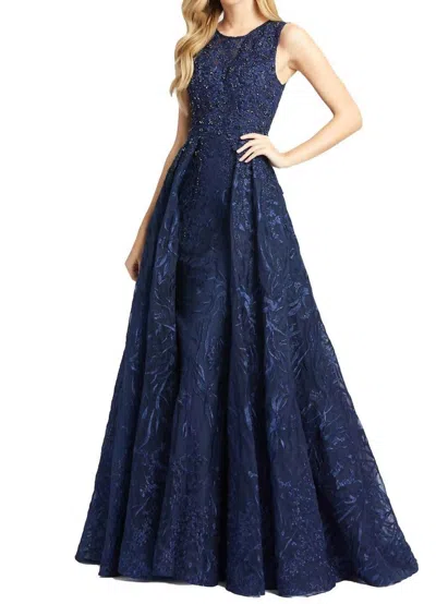 Mac Duggal A-line Glitter Ball Gown In Navy