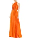 Mac Duggal Pleated Sleeveless Halter Gown