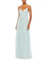 Mac Duggal Embellished Ruffled Spaghetti Strap A Line Gown
