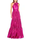 Mac Duggal Ruffle Tiered Halter Neck Gown