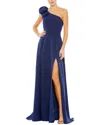 Mac Duggal Bow Detail One Shoulder Thigh-high Slit A Line Gown