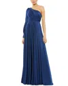 Mac Duggal One-shoulder Long Sleeve Satin Column Gown