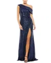 Mac Duggal Metallic One-shoulder Sheath Evening Gown In Multi