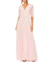 Mac Duggal Ruffle Puff Sleeve Gown In Multi