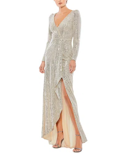 Mac Duggal A-line Gown In Silver