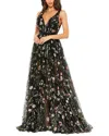 Mac Duggal Floral Embroidered Sleeveless A Line Gown In Multi