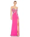 Mac Duggal A42006 Beaded Formal Long Slit Prom Gown In Pink