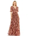 Mac Duggal A8013 Floral Print Long Formal Maxi Dress In Multi