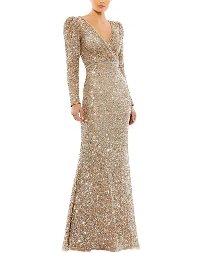 Mac Duggal A-line Gown In Shimmering Gold