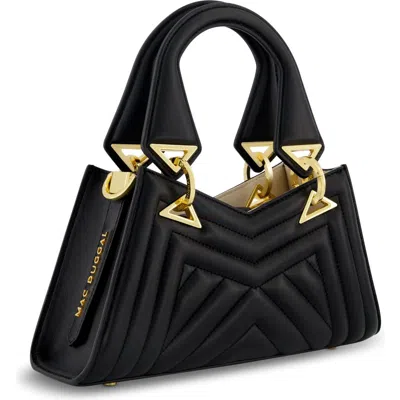Mac Duggal Angular Quilted Napa Leather Handbag In Black
