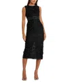 Mac Duggal Applique Midi Gown In Black