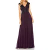 Mac Duggal Sequin Empire Waist Pleated Gown In Aubergine