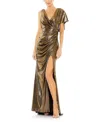 Mac Duggal Women's Ienna Asymmetrical Draped Trumpet Gown In Antique Gold