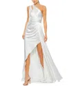 Mac Duggal One Shoulder Cut Out Charmeuse Gown In White In White