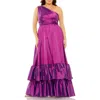 Mac Duggal One Shoulder Asymmetrical Ruffle Hem Gown In Ultra Violet