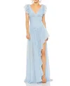 Mac Duggal 49705 High Low Formal Prom Ruffle Dress In Ice Blue