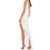 Mac Duggal Asymmetrical Ruffled V-neck Chiffon Dress In White
