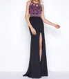 Mac Duggal Aztec Beaded Prom Dress In Black Multi In Multi