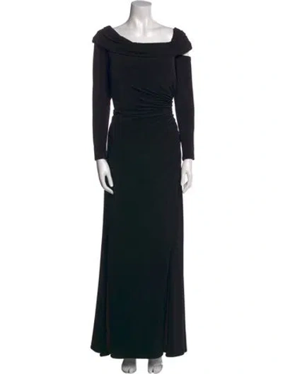 Pre-owned Mac Duggal Bateau Neckline Long Dress In Black