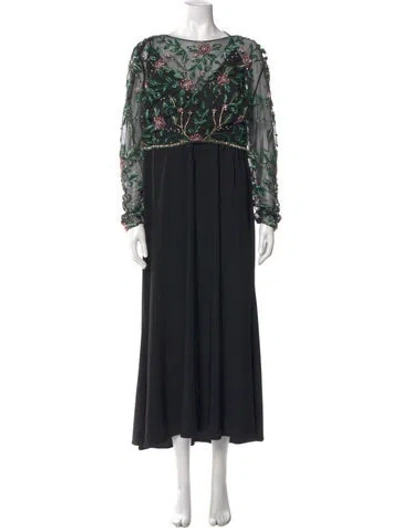Pre-owned Mac Duggal Bateau Neckline Long Dress In Black
