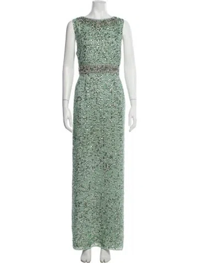 Pre-owned Mac Duggal Bateau Neckline Long Dress In Green