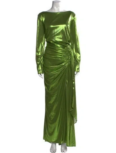 Pre-owned Mac Duggal Bateau Neckline Long Dress In Green