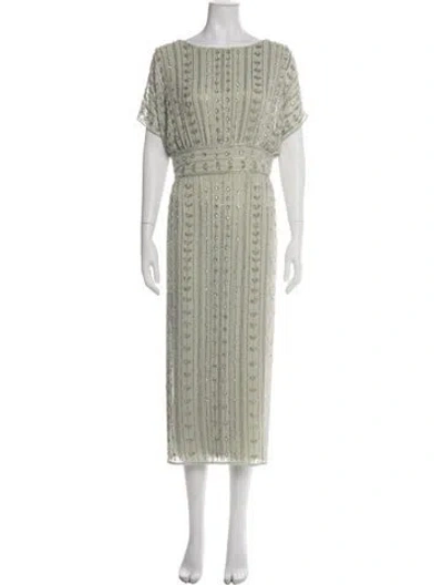 Pre-owned Mac Duggal Bateau Neckline Long Dress In Green