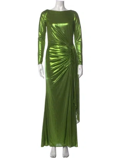 Pre-owned Mac Duggal Bateau Neckline Long Dress In Green/metallic