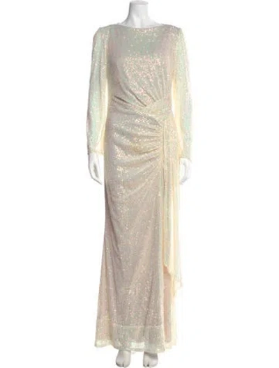 Pre-owned Mac Duggal Bateau Neckline Long Dress In Neutral