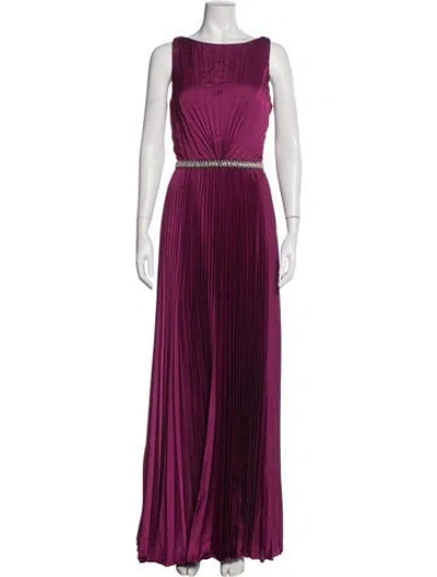 Pre-owned Mac Duggal Bateau Neckline Long Dress In Purple