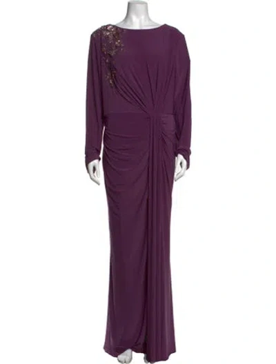 Pre-owned Mac Duggal Bateau Neckline Long Dress In Purple