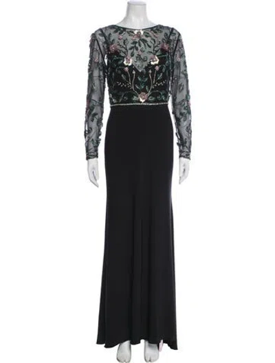 Pre-owned Mac Duggal Bateau Neckline Long Dress W/ Tags In Black
