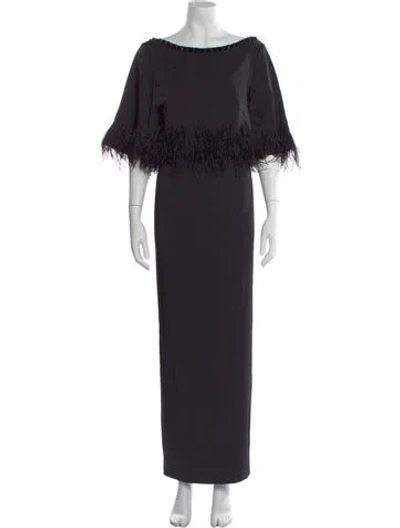 Pre-owned Mac Duggal Bateau Neckline Long Dress W/ Tags In Black