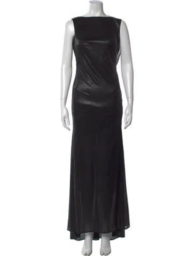 Pre-owned Mac Duggal Bateau Neckline Long Dress W/ Tags In Black