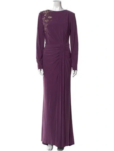 Pre-owned Mac Duggal Bateau Neckline Long Dress W/ Tags In Purple