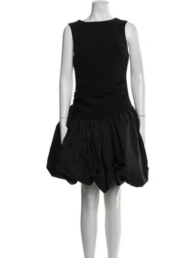 Pre-owned Mac Duggal Bateau Neckline Mini Dress In Black