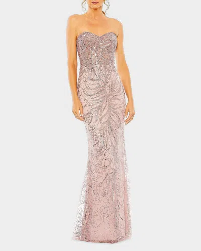 Mac Duggal Strapless Rhinestone Embellished Trumpet Gown In Multi