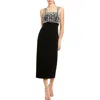 Mac Duggal Fitted Embellished Column Midi Dress In Black
