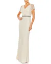 Mac Duggal Beaded Butterfly Sleeve Column Gown