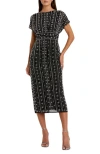 Mac Duggal Beaded Empire Waist Column Midi Cocktail Dress In Black
