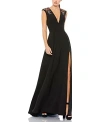 MAC DUGGAL BEADED CAP SLEEVE V NECK A LINE GOWN