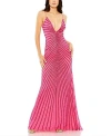 Mac Duggal Beaded Detail Low Back Gown In Hot Pink Ombre