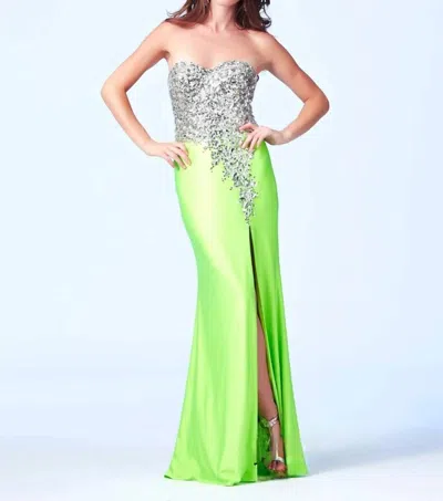 Mac Duggal Beaded Evening Dress In Neon Lime In Multi
