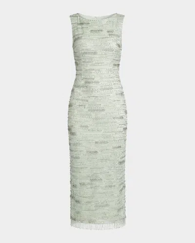 Mac Duggal Crystal Detail Sleeveless Column Cocktail Dress In Sage