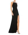 Mac Duggal Beaded Halter Jersey Evening Gown In Black