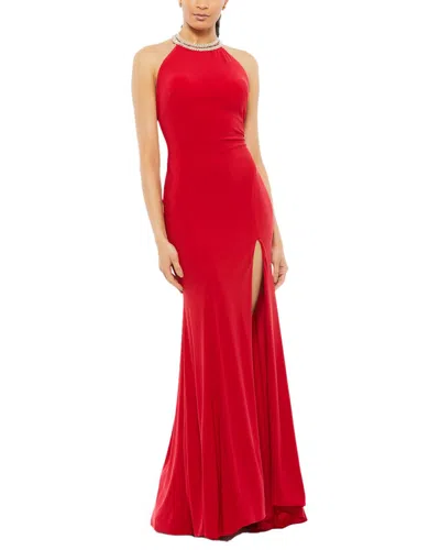 MAC DUGGAL MAC DUGGAL BEADED HALTER JERSEY GOWN