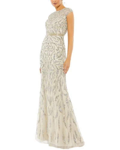 Mac Duggal Beaded Mesh Gown In Multi