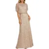 Mac Duggal Beaded Mesh Gown With Shawl