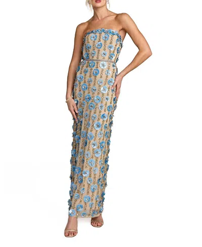 Mac Duggal 3d Floral-embellished Strapless Maxi Dress In Multi