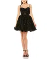 Mac Duggal Beaded Strap Bustier Sequin Mini Dress In Black